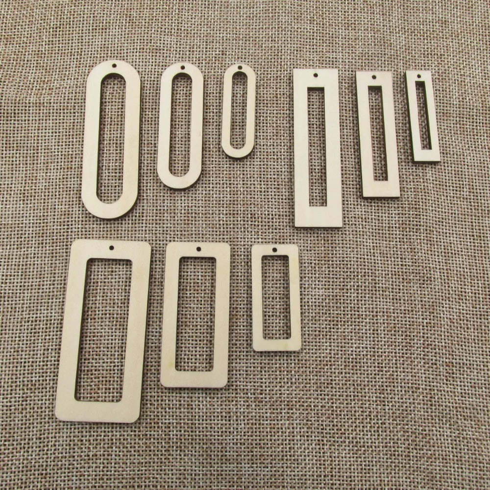 10pcs Unfinished Laser Cut Wood Earrings, Circle Rectangle Shapes, Blanks Wood Earrings, DIY Beads for Jewelry Making, Wholesale