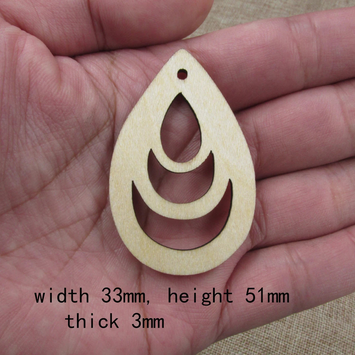 10pcs 2 inch Height Unfinished Wooden Blanks Teardrop Raindrop Waterdrop Macrame DIY Earrings Findings Accessories Supplies