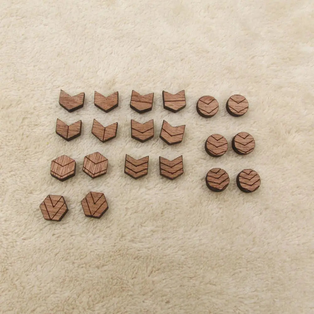 Laser Cut Unfinished Wooden Geometric Hexagon Circle Earrings, Chevro Shapes for DIY, Wood Crafts Stud Earrings, Jewelry Making