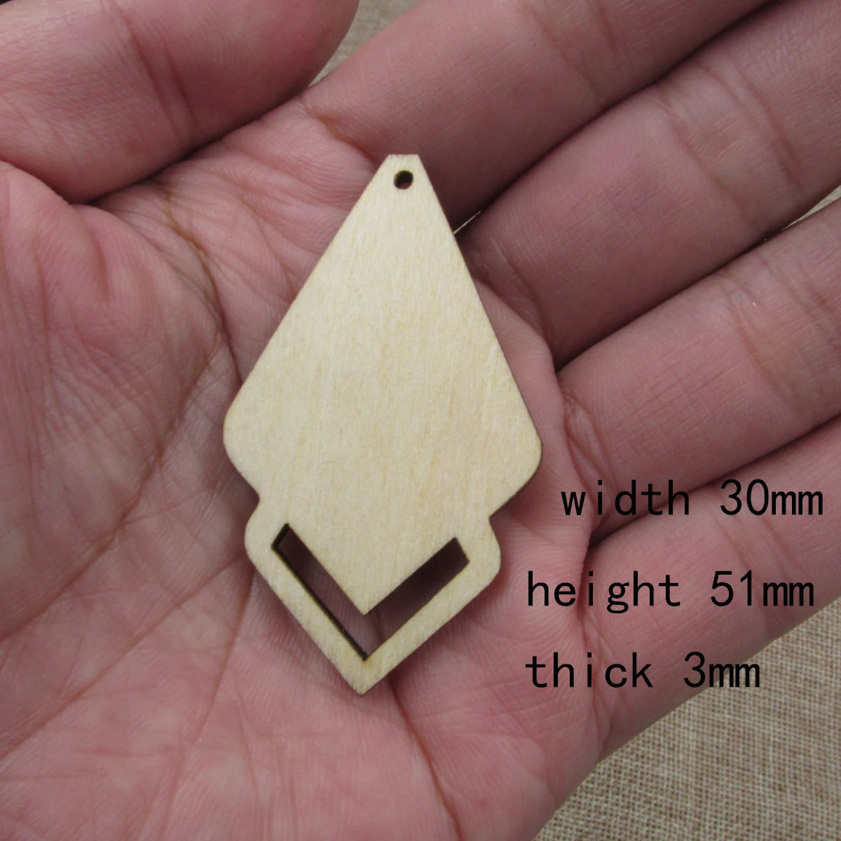 10pcs 2 inch Height Unfinished Wooden Blanks Tie Diamond Macrame DIY Earrings Findings Accessories Supplies