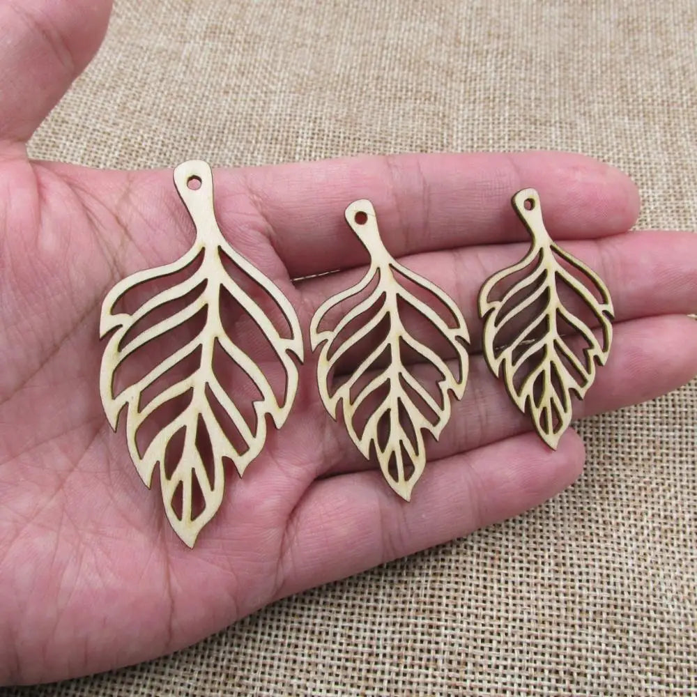 10pcs Unfinished Blank Leaf Tree Wood Pendants, Wooden Charm Earring, DIY Dangle Earring, Jewelry Making Supplies