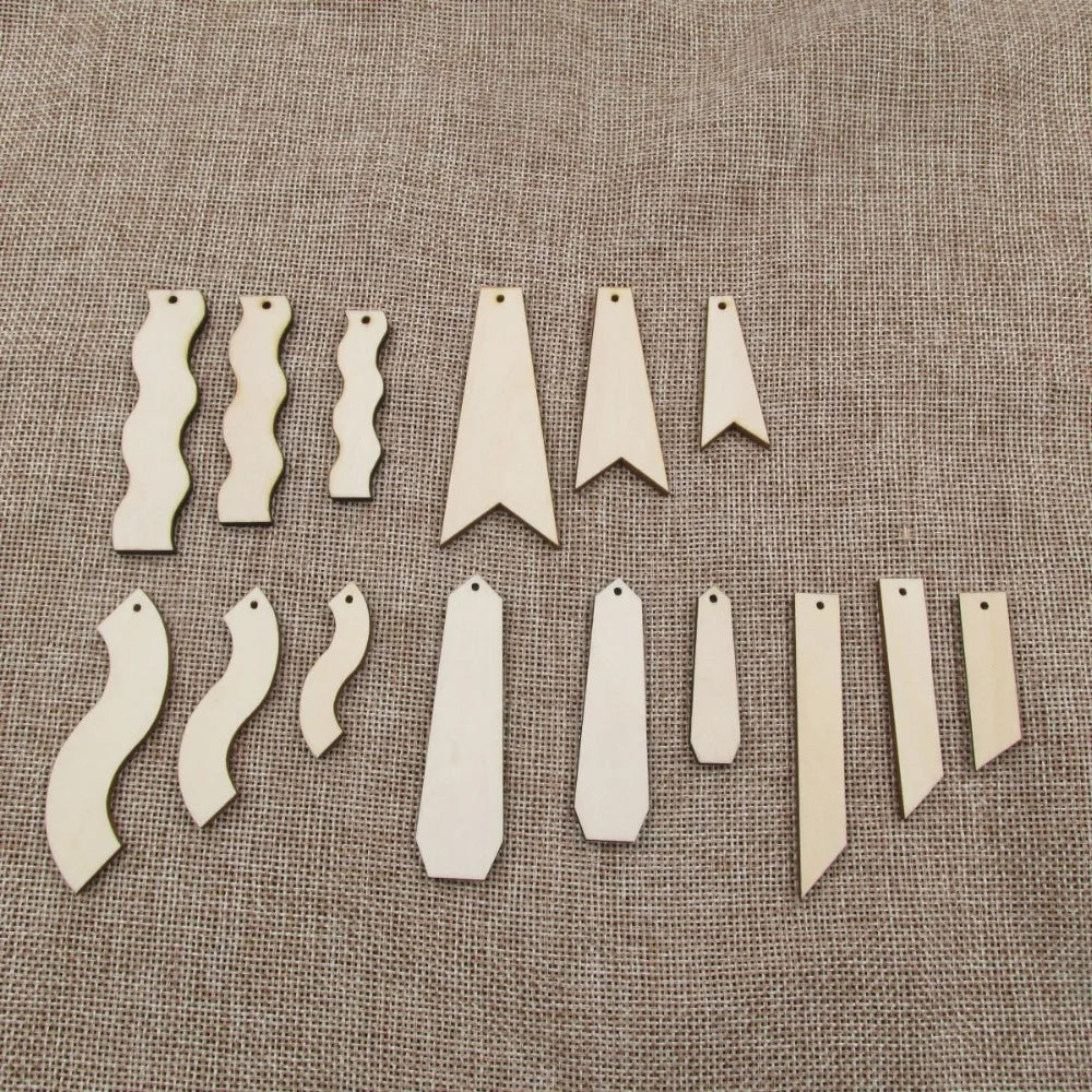10pcs Unfinished Blank Wood Wave Rectangle Shape Cutouts Plywood for DIY Jewelry Project Making