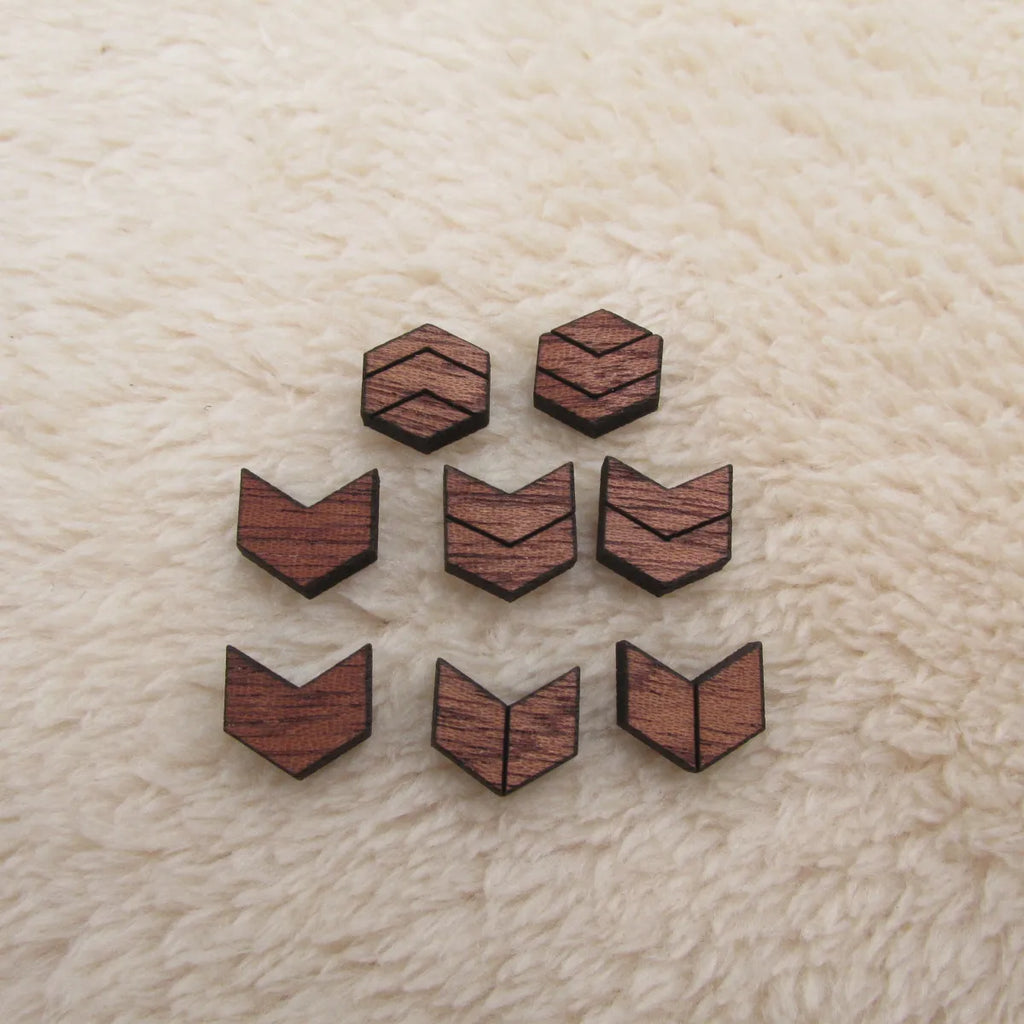 10pcs Unfinished Mini Wooden Cabochon, Laser Cut Blanks, Wood Chevr Cutout for Earring Stud Making, Jewelry Supplies, DIY