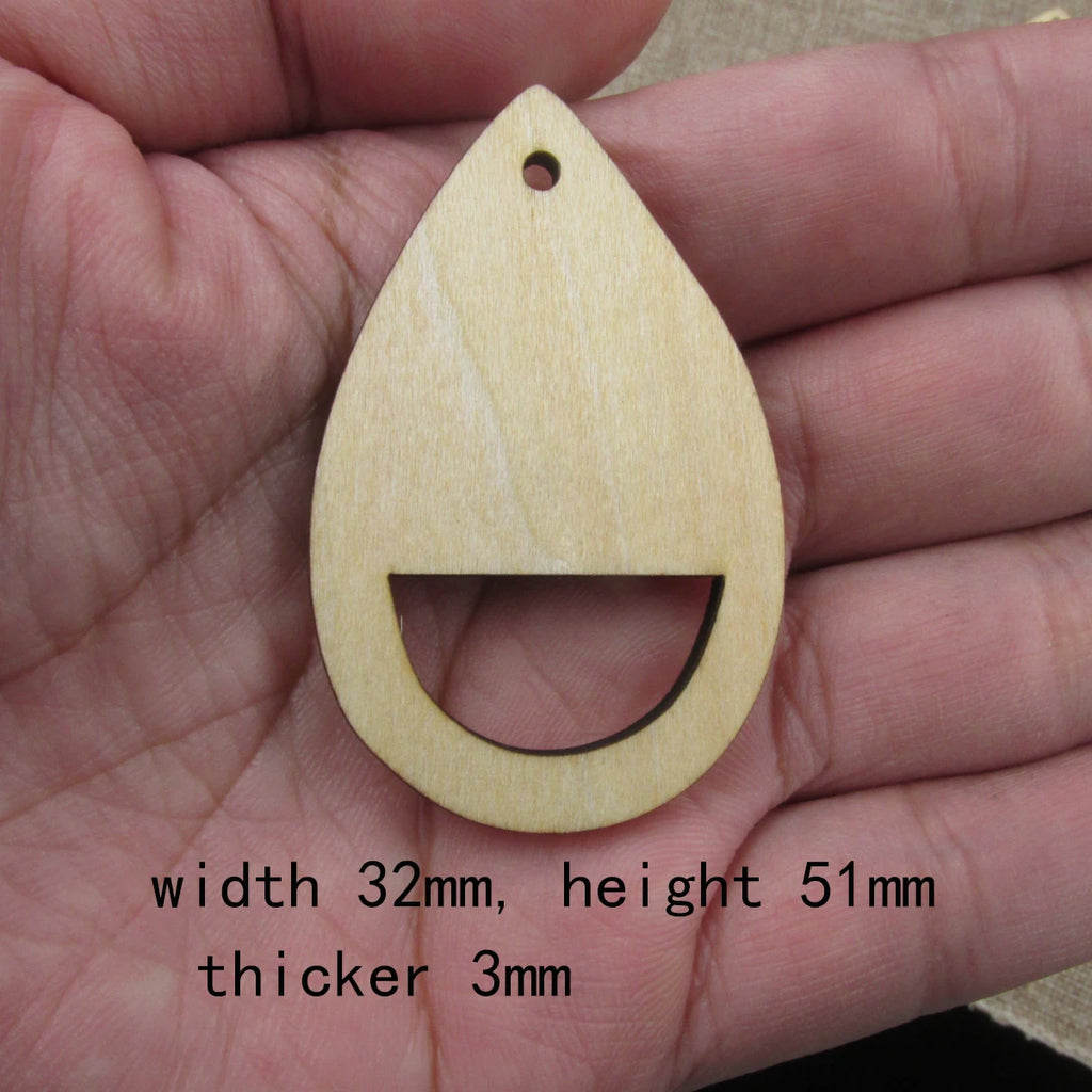 10pcs 2 inch Height Unfinished Wooden Blanks Teardrop Raindrop Waterdrop Macrame DIY Earrings Findings Accessories Supplies