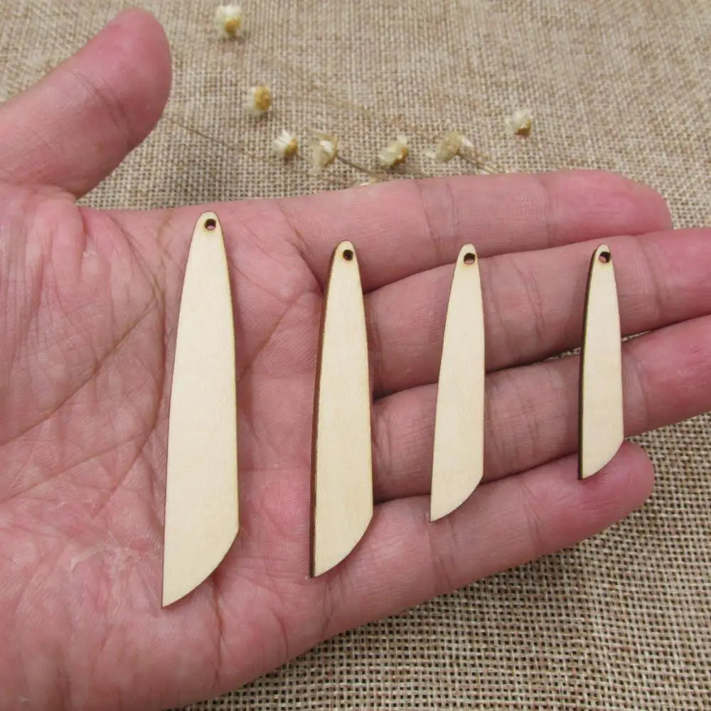 10pcs Unfinished Blank Wood Teardrop with Small Oval Sickle Shape, Cutout Plywood for DIY Dropearring, Jewelry Project, Painting Makin