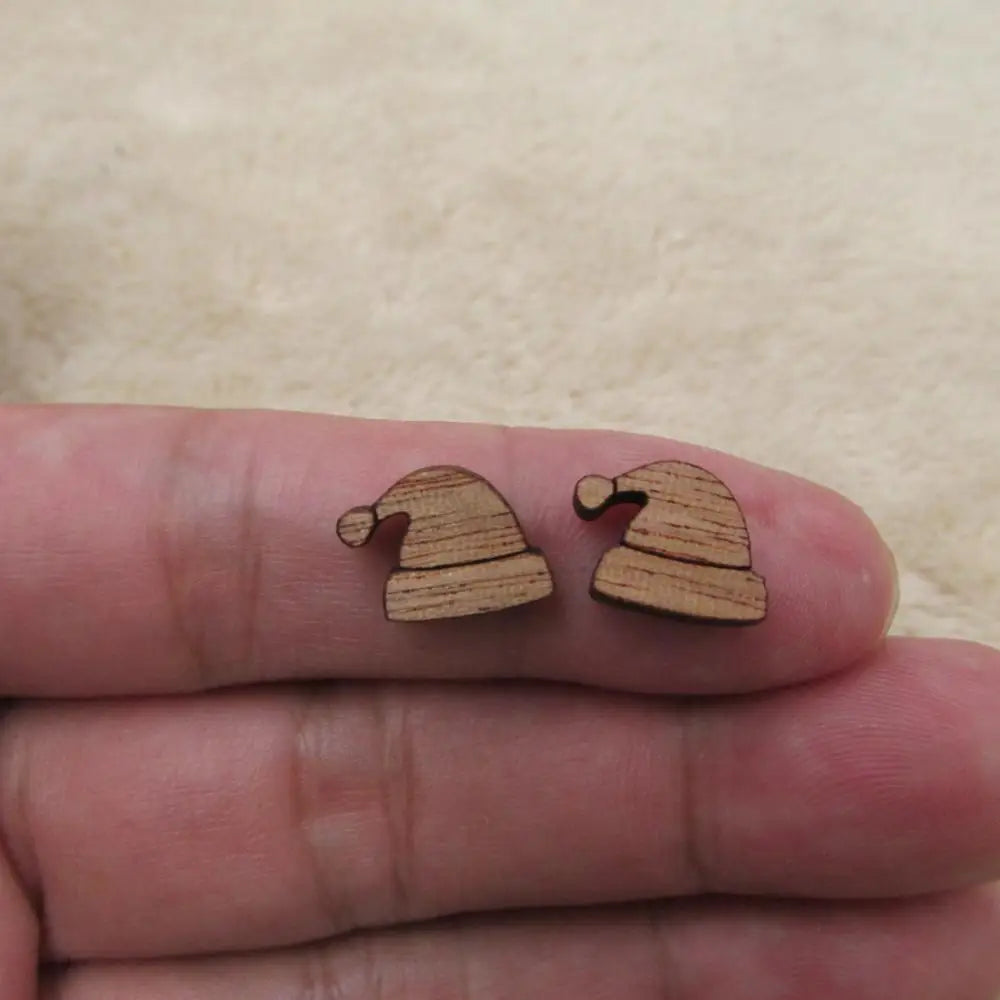 10pcs Unfinished Solid Wooden Christmas Tree, Boot Snowman, DIY Wood Crafts, Stud Earrings, Jewelry Making