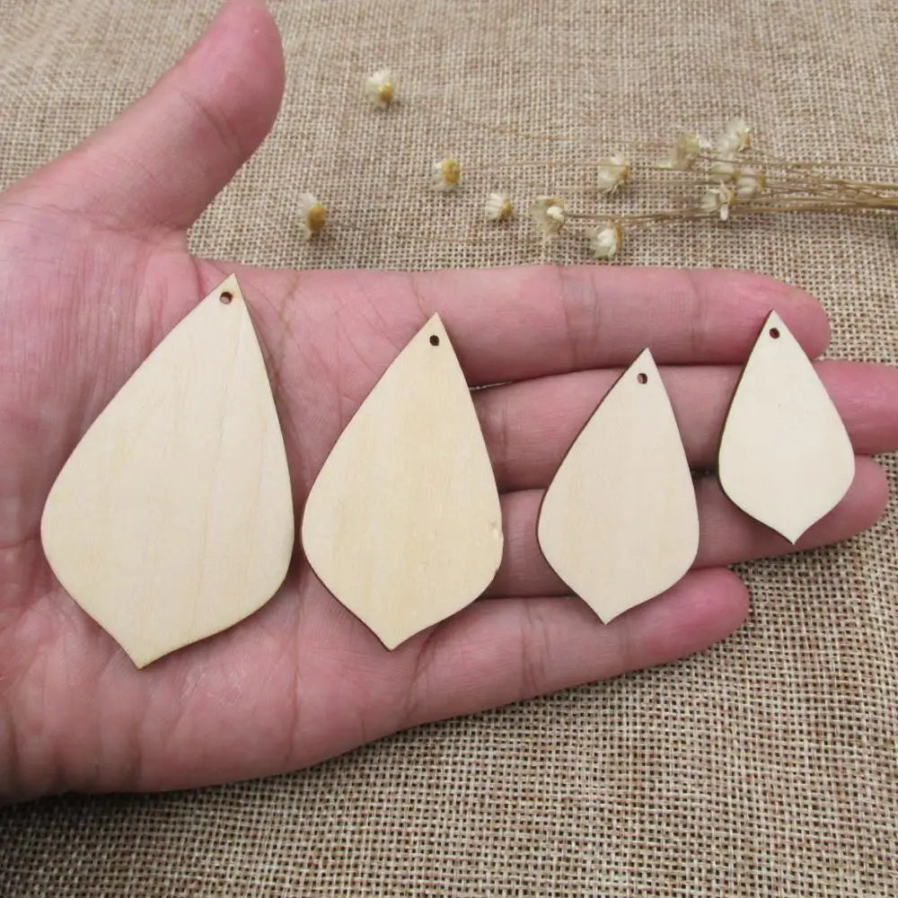 10pcs Unfinished Blank Wood Leaf Leaves Shape Cutout Plywood for DIY Dropearring, Jewelry Project, Painting Making