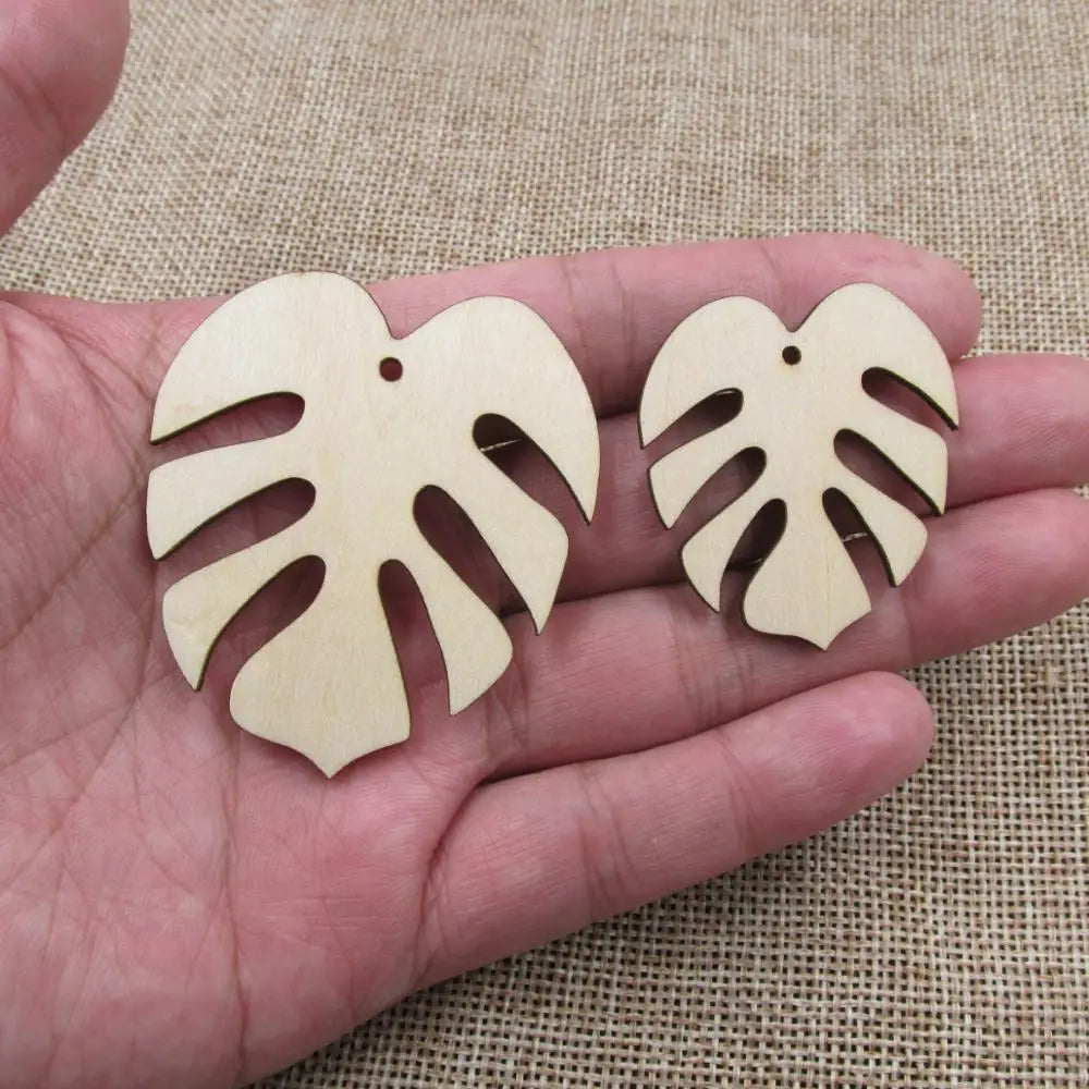 10pcs Unfinished Wood Monstera Leaf Shapes, Monstera Wooden Pin Blanks, DIY Jewelry, Earrings Paint