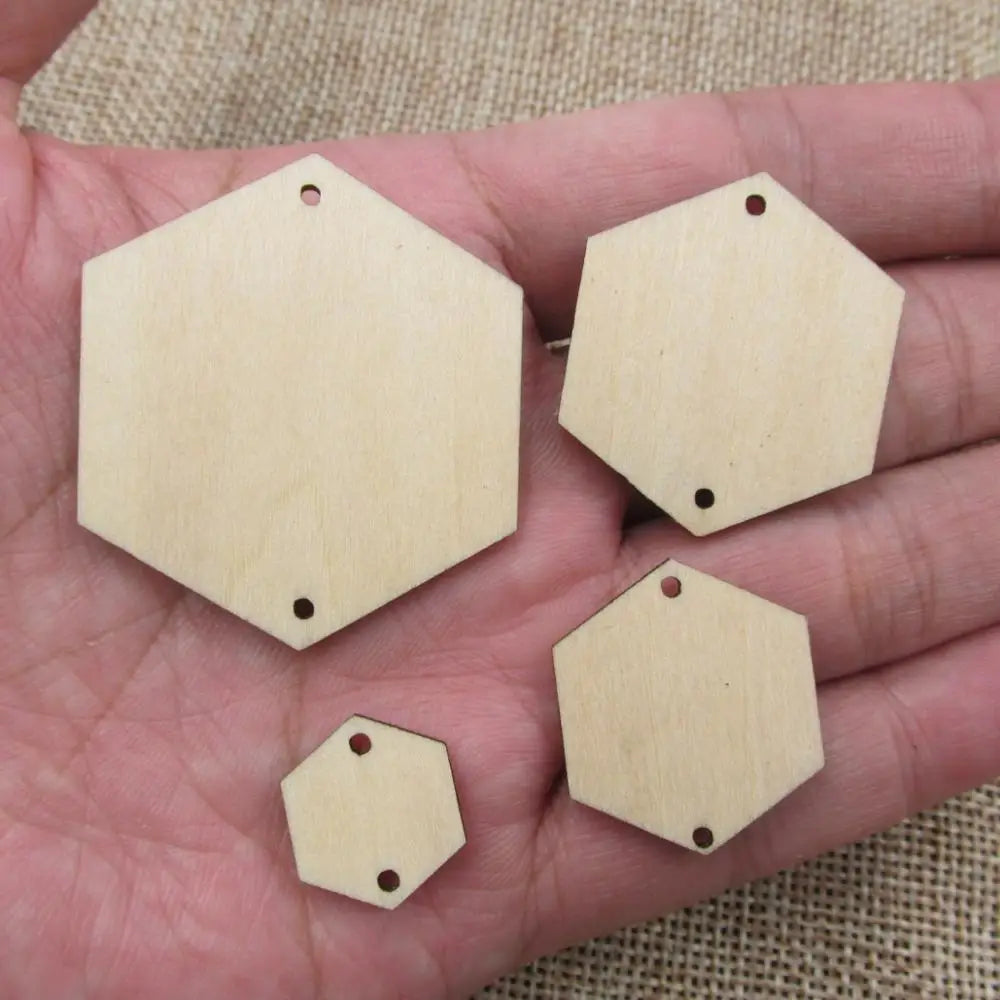 10pcs Unfinished Earring Blanks, Laser Cutouts, Geometric Hexagon Wood, Macrame Ear Rings, Jewelry Making Supplies