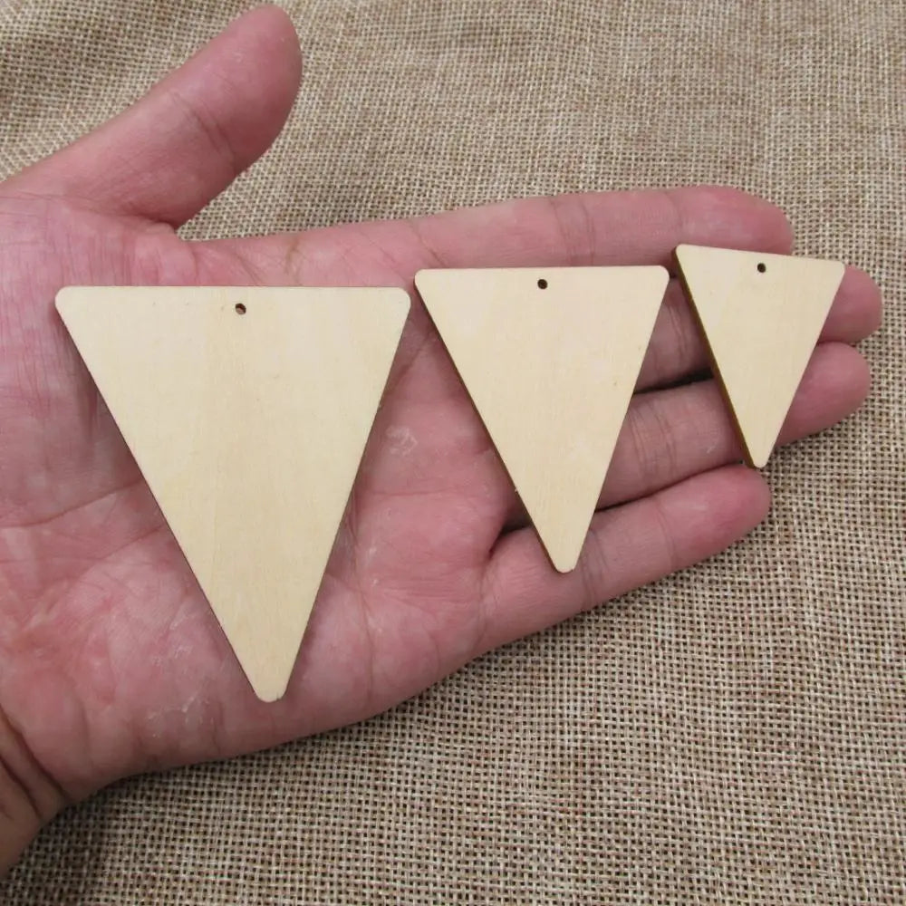 10pcs Unfinished Trigon Trilateral Earring Wood Shapes Plywood, Blank Cutouts for Jewelry, Earrings, Jewel Base Making