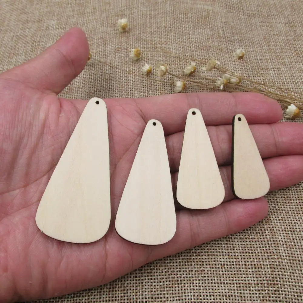 10pcs Unfinished Blank Wood Teardrop Style Shape Cutout Plywood for DIY Drop Earrings, Jewelry Project, Painting Making