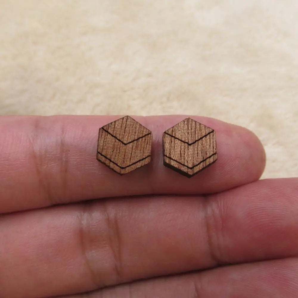 Laser Cut Unfinished Wooden Geometric Hexagon Circle Earrings, Chevro Shapes for DIY, Wood Crafts Stud Earrings, Jewelry Making