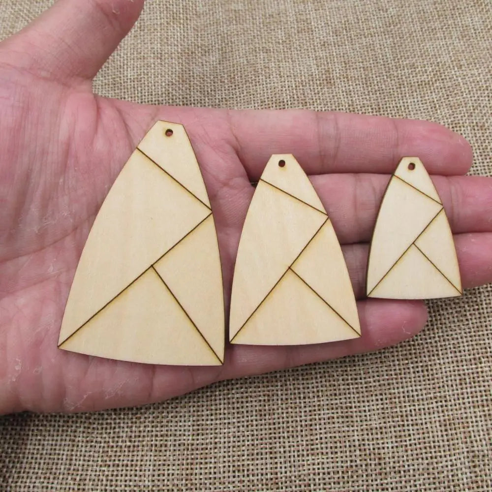10pcs Laser Engraved Unfinished Blank Geometric Teardrop Earring Wood Shape Cutouts Plywood for DIY Jewelry Project Making