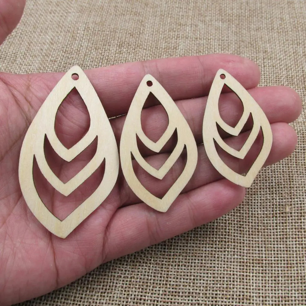 10pcs Unfinished Blank Leaf Tree Wood Pendants, Wooden Charm Earring, DIY Dangle Earring, Jewelry Making Supplies