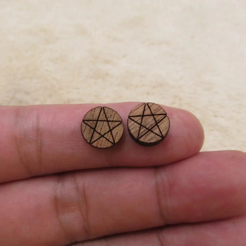 Unfinished Solid Wooden Star Design Style Stud Earrings, DIY Wood Crafts, Handmade Jewelry