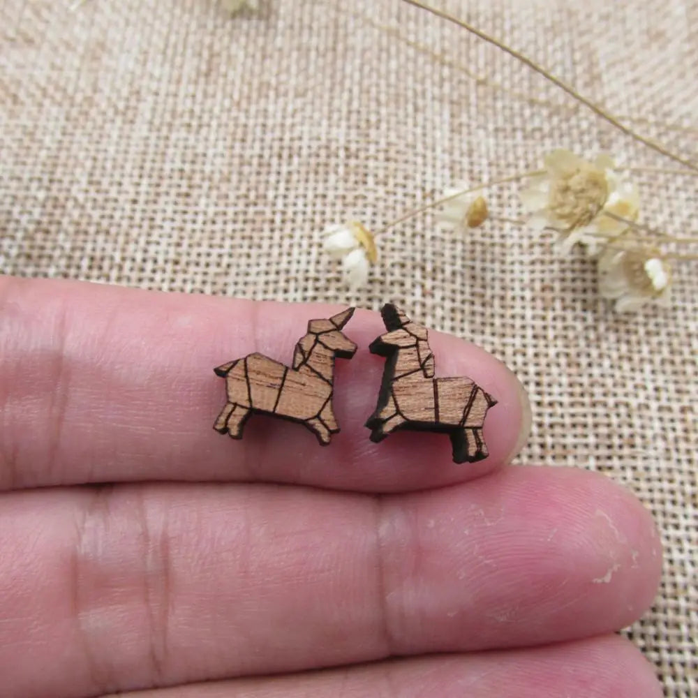 10pcs Unfinished Animal Horse Unicorn Wood Shape Cutout for Pendant Stud Earring Making, Wooden DIY Project