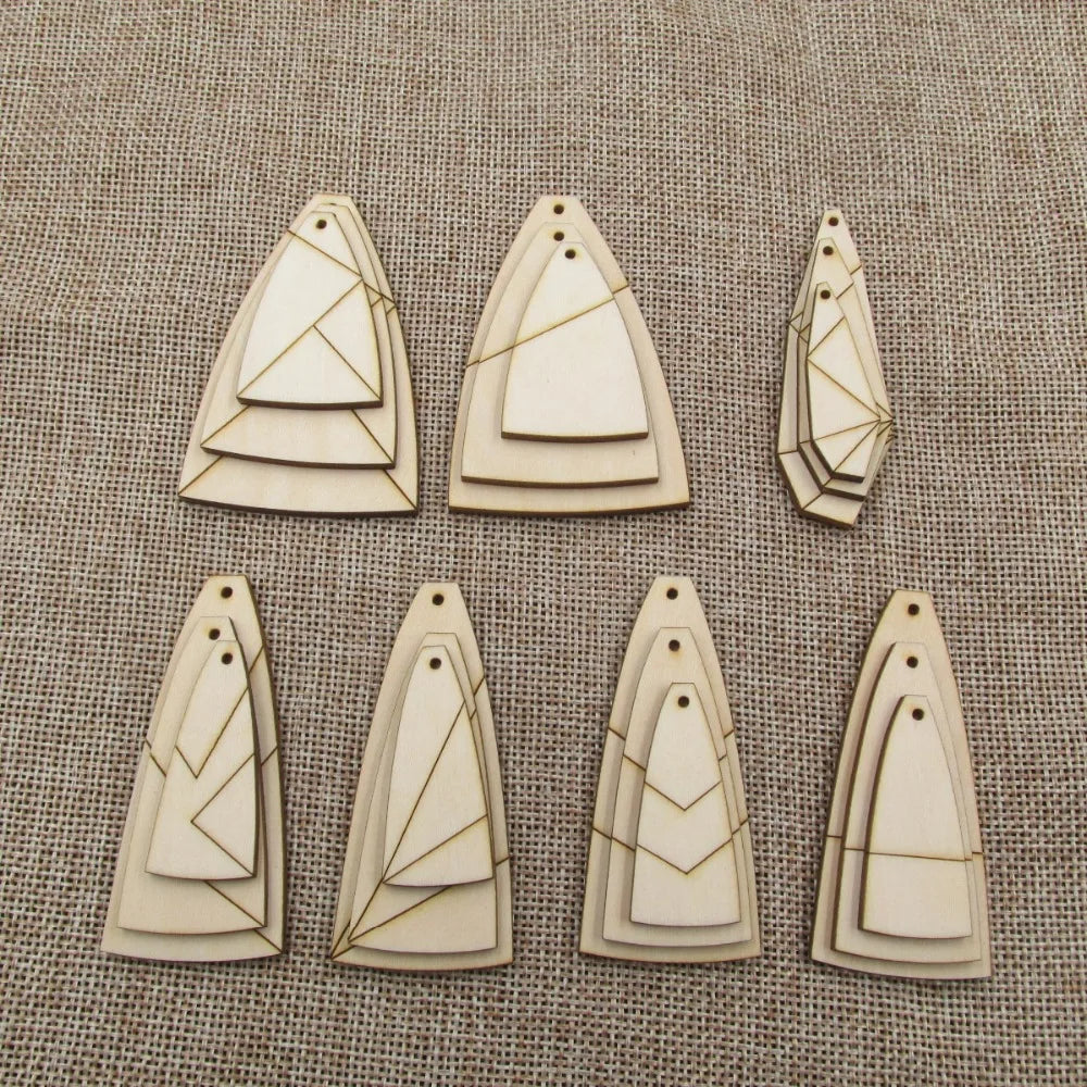 10pcs Laser Engraved Unfinished Blank Geometric Teardrop Earring Wood Shape Cutouts Plywood for DIY Jewelry Project Making