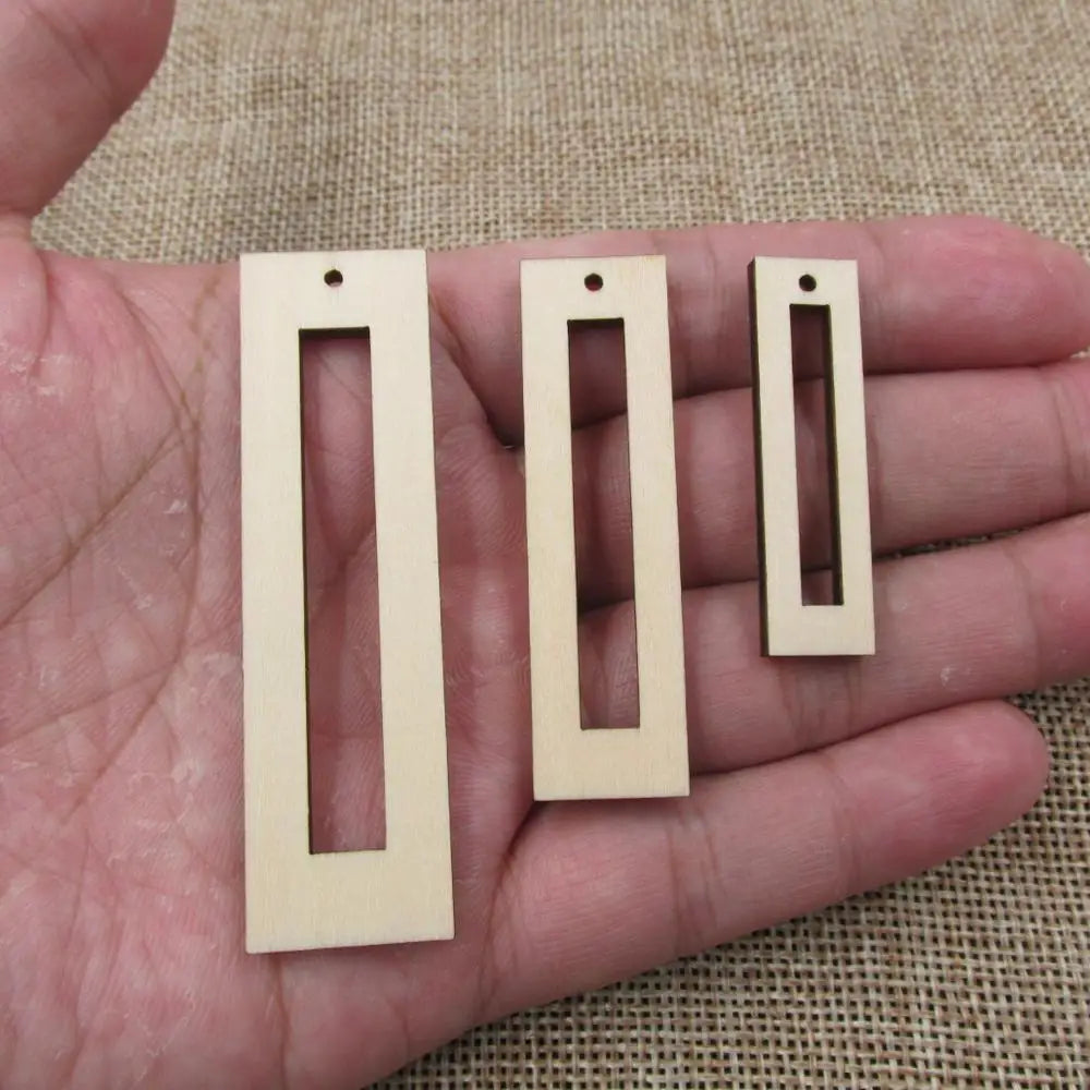 10pcs Unfinished Laser Cut Wood Earrings, Circle Rectangle Shapes, Blanks Wood Earrings, DIY Beads for Jewelry Making, Wholesale