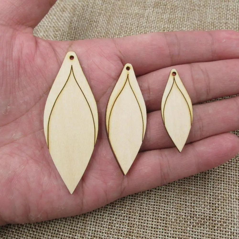 10pcs Laser Engraved Unfinished Blank Geometric Earring Bird Leaf Leaves Wood Shape Cutouts Plywood For DIY Jewerly Project Making
