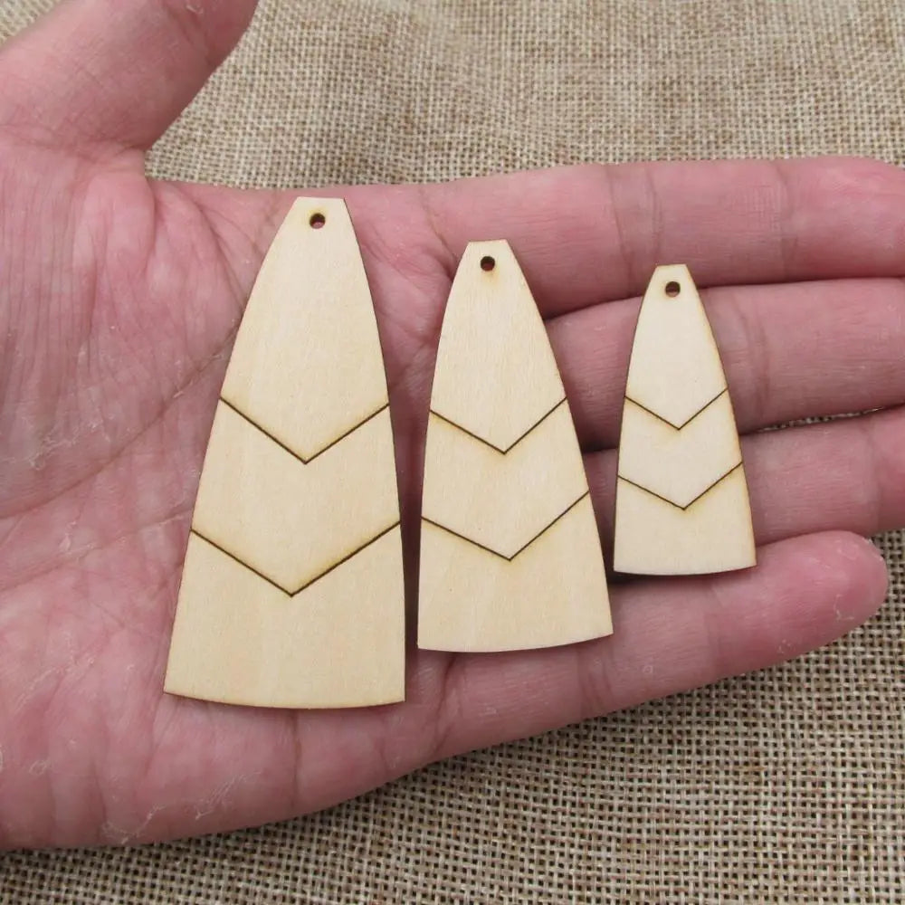 10pcs Laser Engraved Unfinished Blank Geometric Teardrop Earring Wood Shape Cutouts Plywood for DIY Jewelry Project Making