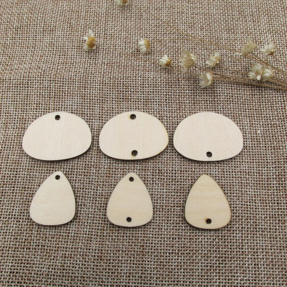10pcs Unfinished Wood Earrings Blanks, Stone and Guitar Pick Shape, Cutouts Plywood for DIY Crafts, Jewel Base Making