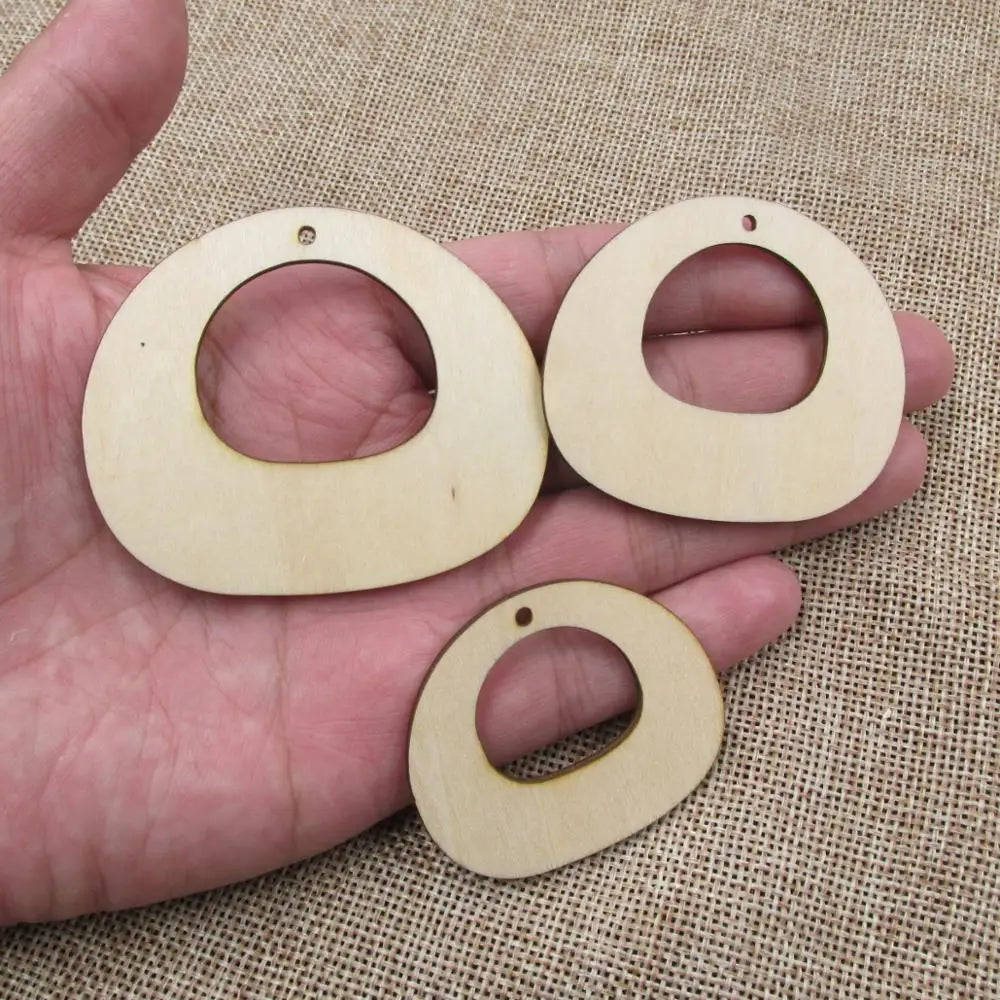 10pcs Unfinished Wooden Earrings Blanks, Stone Shape Cutouts, Plywood for DIY Crafts, Jewel Base Making