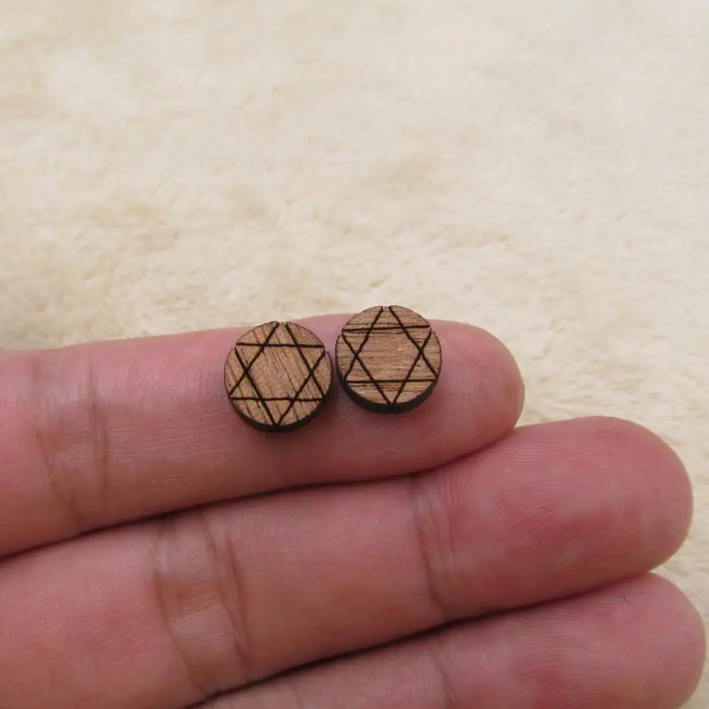 Unfinished Solid Wooden Star Design Style Stud Earrings, DIY Wood Crafts, Handmade Jewelry