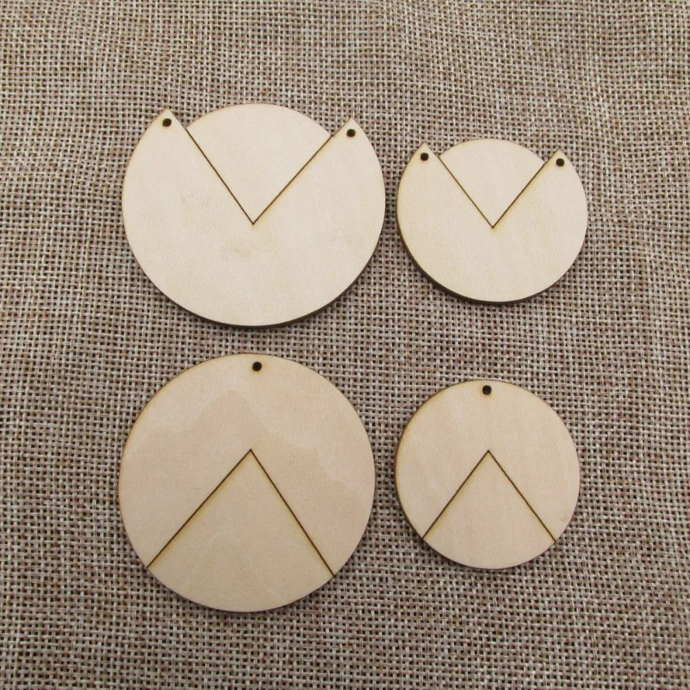 10pcs Unfinished Wood Blank Circles Jewelry Earring Jewel Base, Laser Engraved Circle, DIY Painting Project Craft