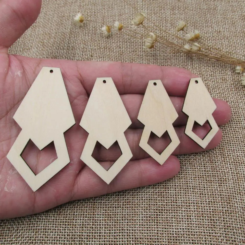 10pcs Unfinished Blank Wood Cutouts Plywood, Rhombus Shape Cutouts, DIY Jewelry Project Making