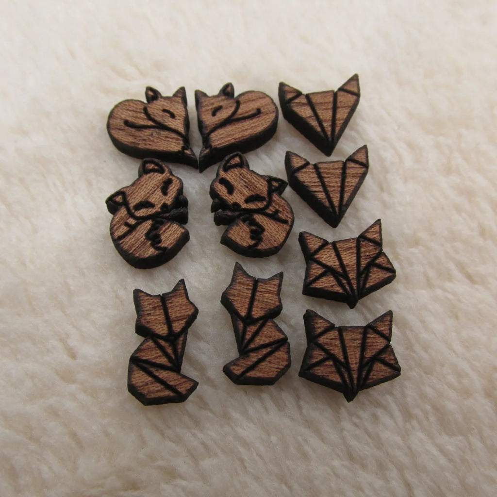 10pcs Unfinished Wooden Fox Charm Wood Cabochon Fox Pendant Perfect For DIY Craft Laser Cut Earring Stud Jewerly Supplies
