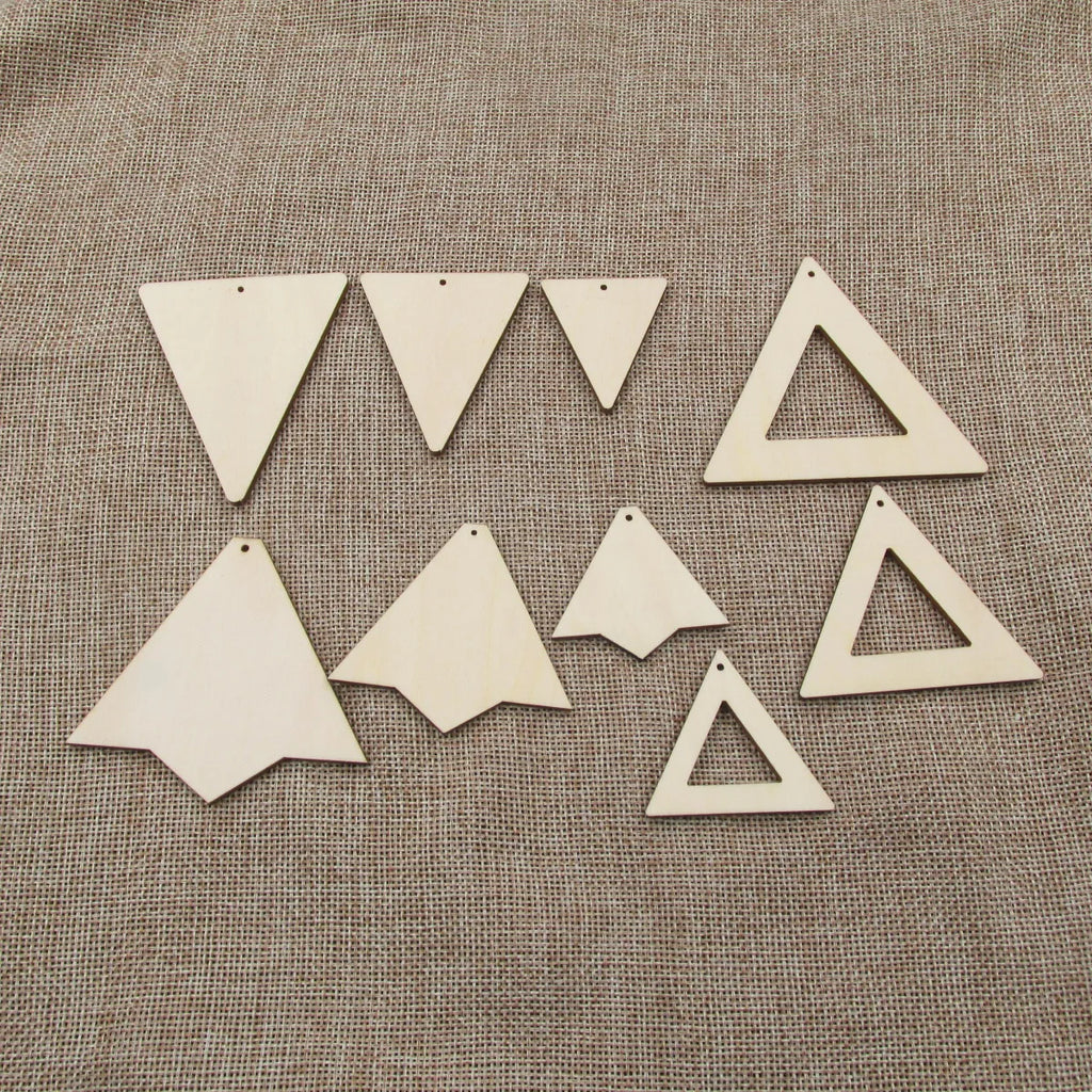 10pcs Unfinished Trigon Trilateral Earring Wood Shapes Plywood, Blank Cutouts for Jewelry, Earrings, Jewel Base Making