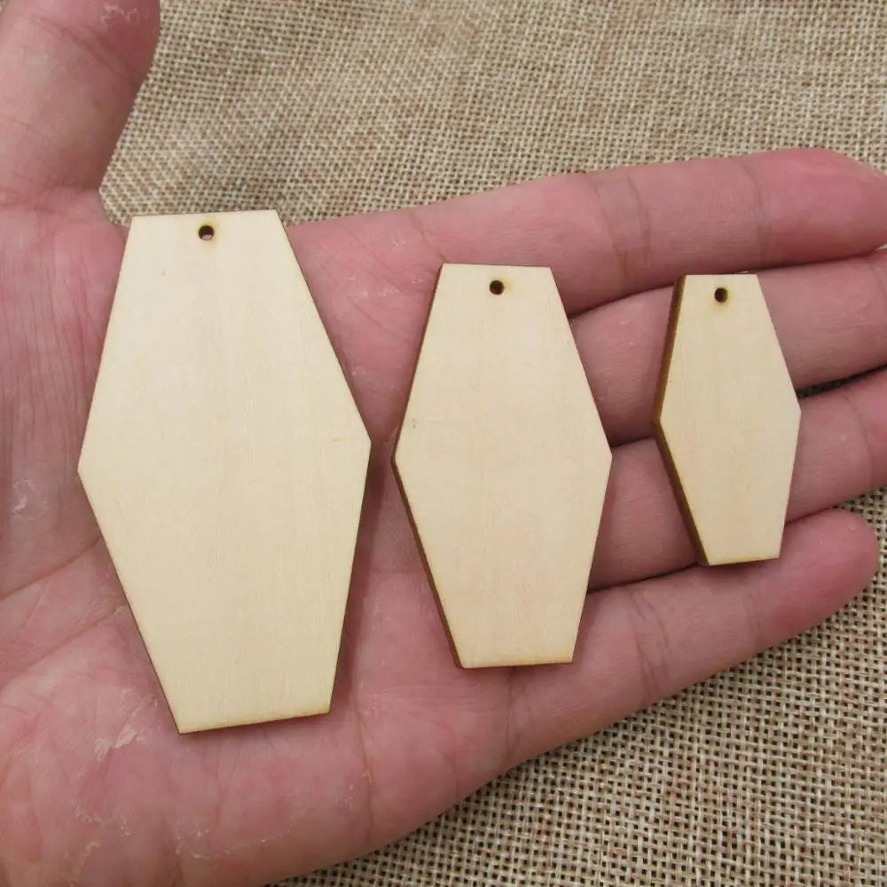 10pcs Unfinished Blank Wood Geometric Earring Rhombus Shape Cutouts Plywood, DIY Jewelry Project Making