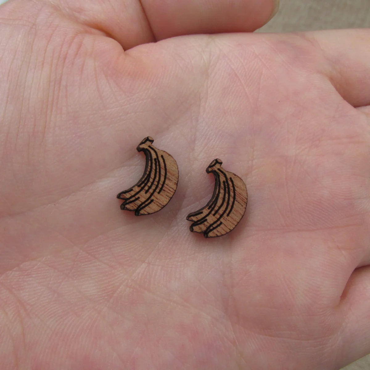 5 Pair Unfinished Blank Foods Wooden Coco Banana Coconut Cherry Cabochon Wood Shape Cutouts For DIY Craft Earring Stud