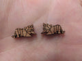 5 Pair Unfinished Blank Woodland Wild Animal Wooden Tiger Cabochon Charms Wood Shape Cutouts For DIY Craft  Earring Stud