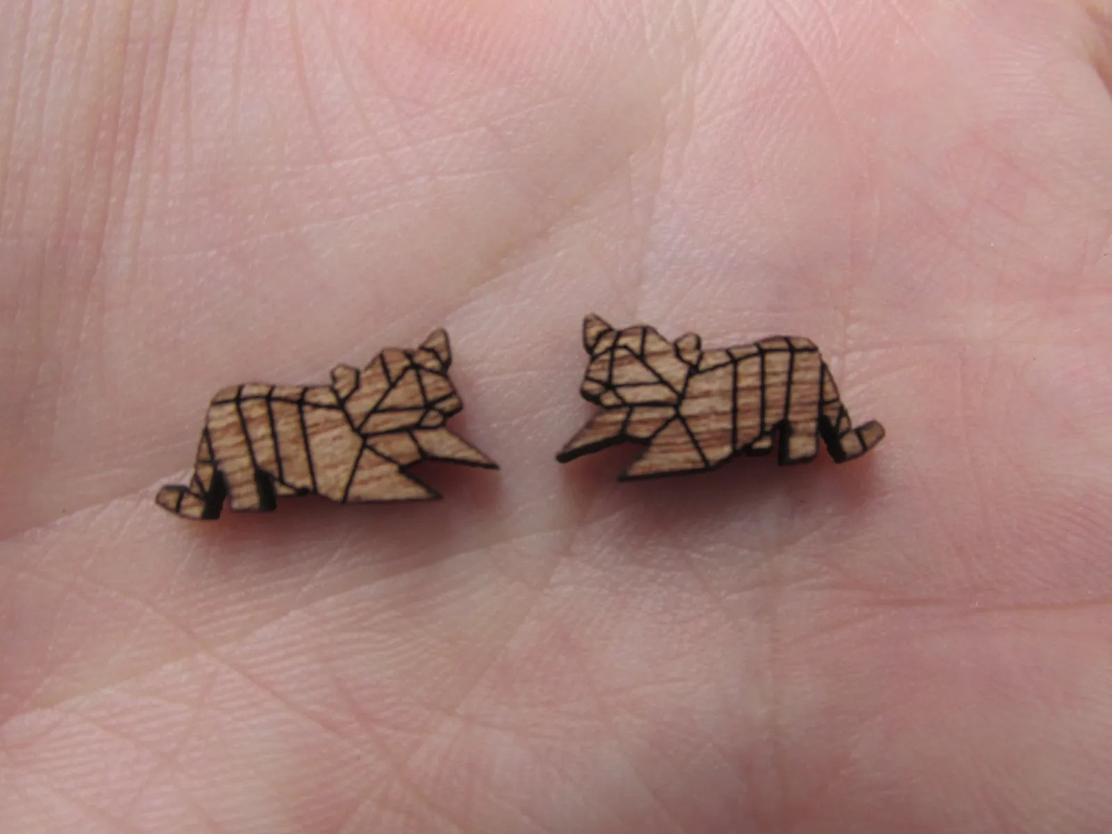 5 Pair Unfinished Blank Woodland Wild Animal Wooden Tiger Cabochon Charms Wood Shape Cutouts For DIY Craft  Earring Stud
