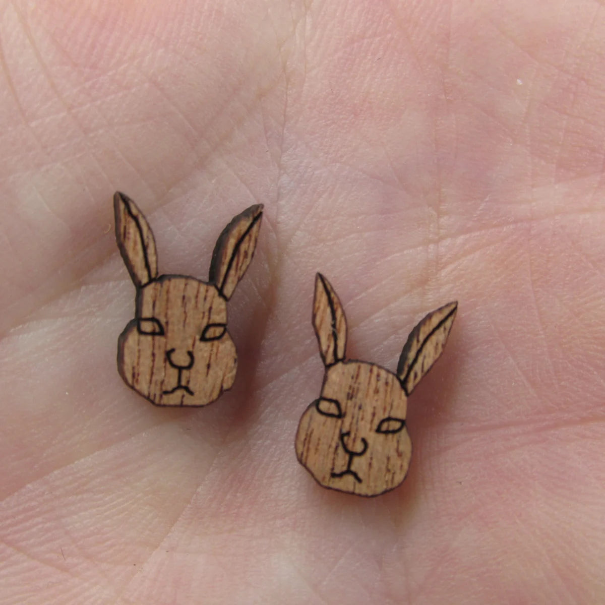 5 Pair Unfinished Blank Wide Animal Wood Bunny Rabbit Wooden Cutout Shapes For DIY Stud Earrings Supplies