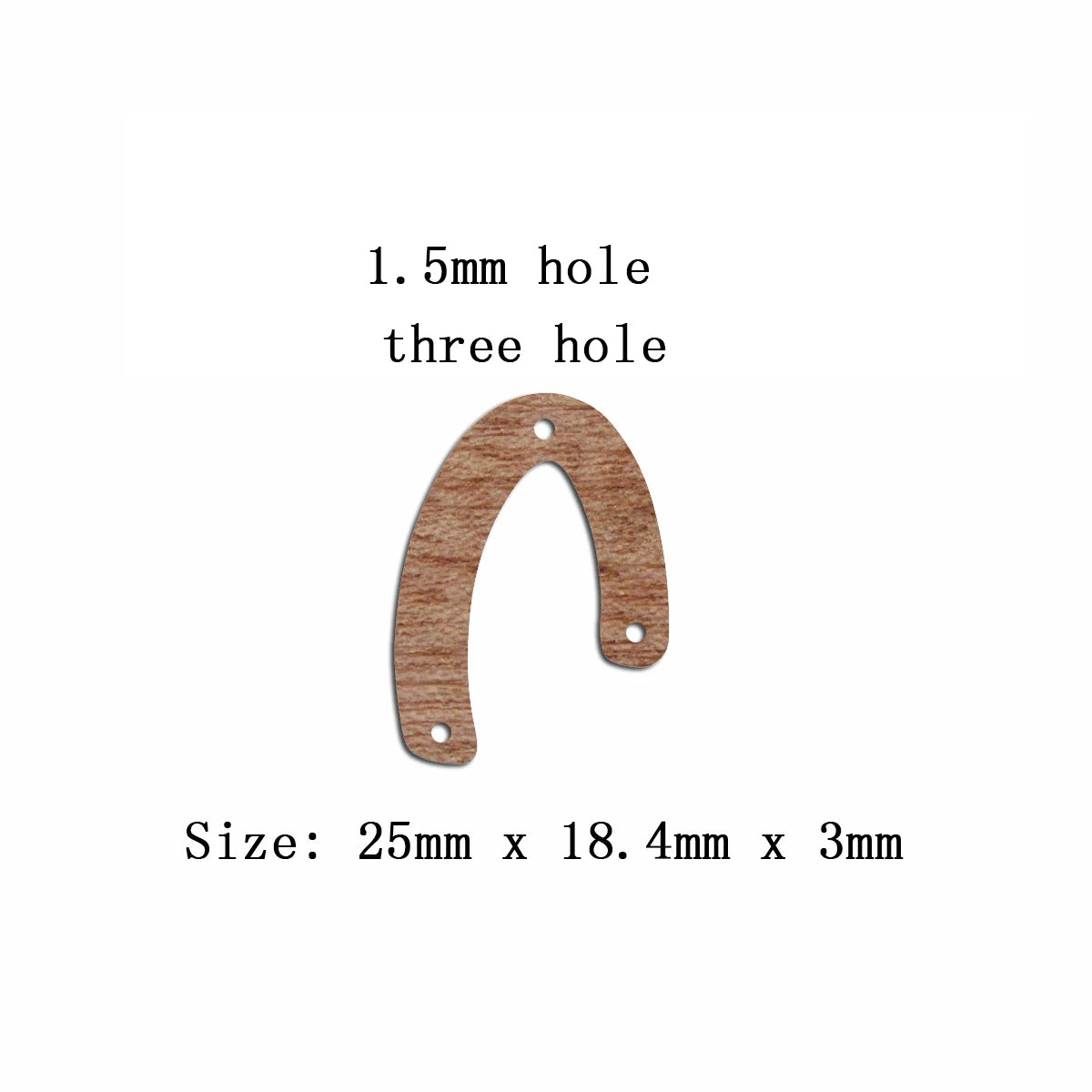 6pcs Unfinished 25mm x 18mm Blank Wooden U Semi Circle Post Stud Earring Connector Pendant for Jewelry Making