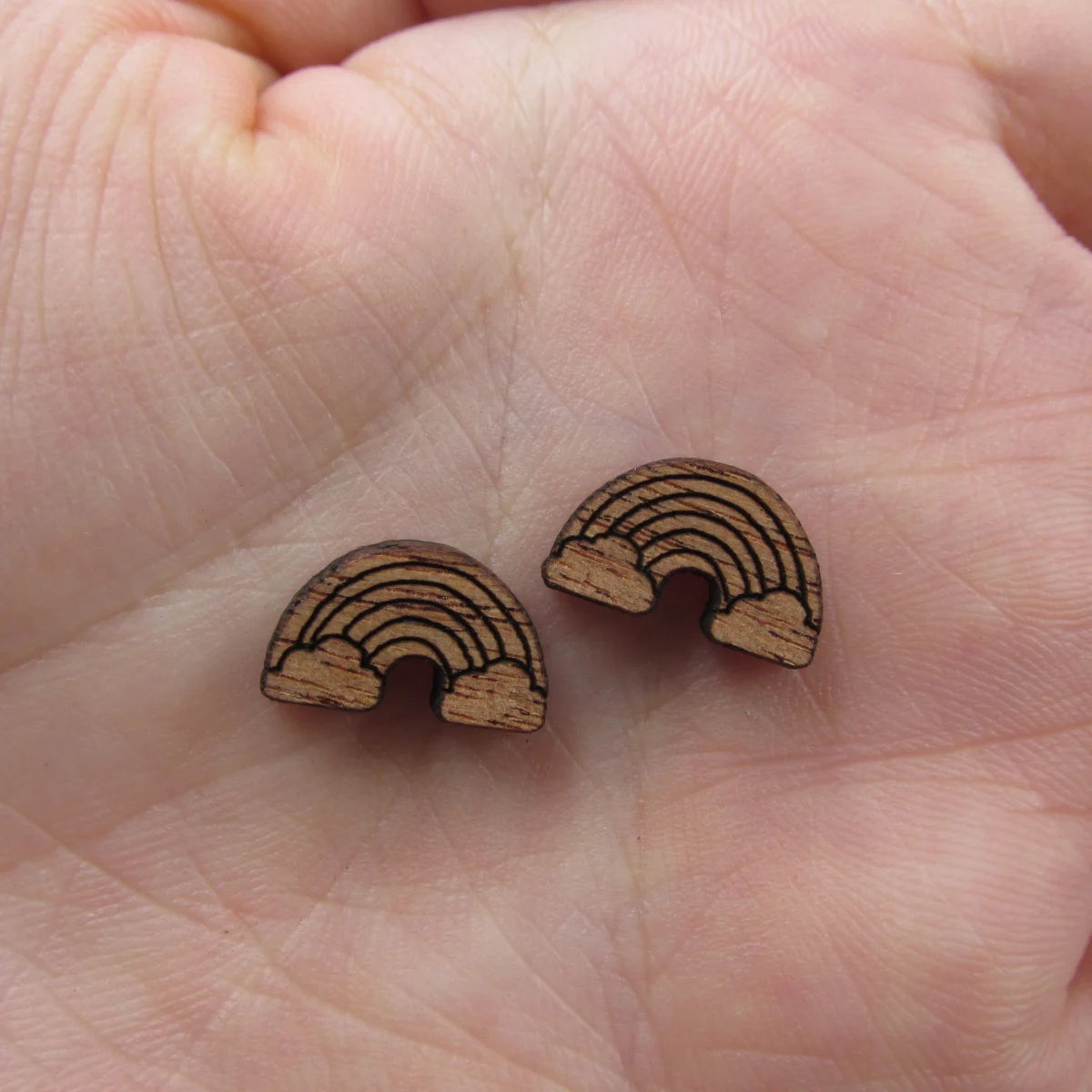 5 Pair Unfinished Blank Weather Wood Rainbow Wooden Cutout Shapes For DIY Stud Earrings Supplies