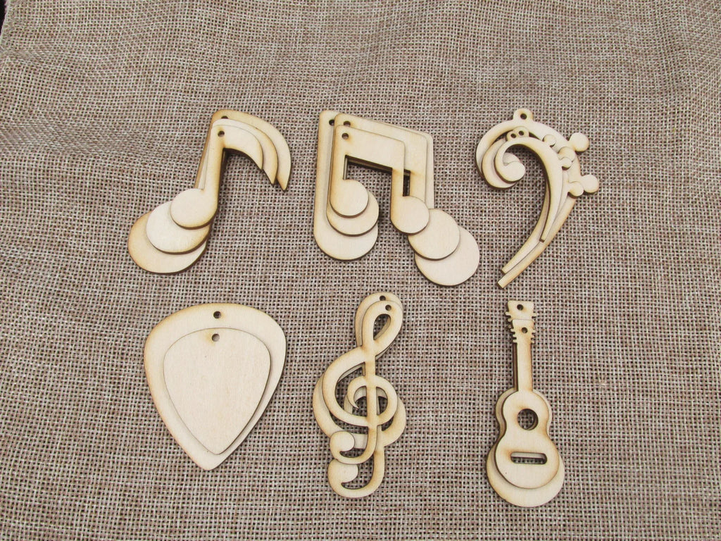 DIY Unfinished Laser Cut Wooden Earrings Blank Pendant Musical Notation Guitar Shapes For Jewelry Findings Components
