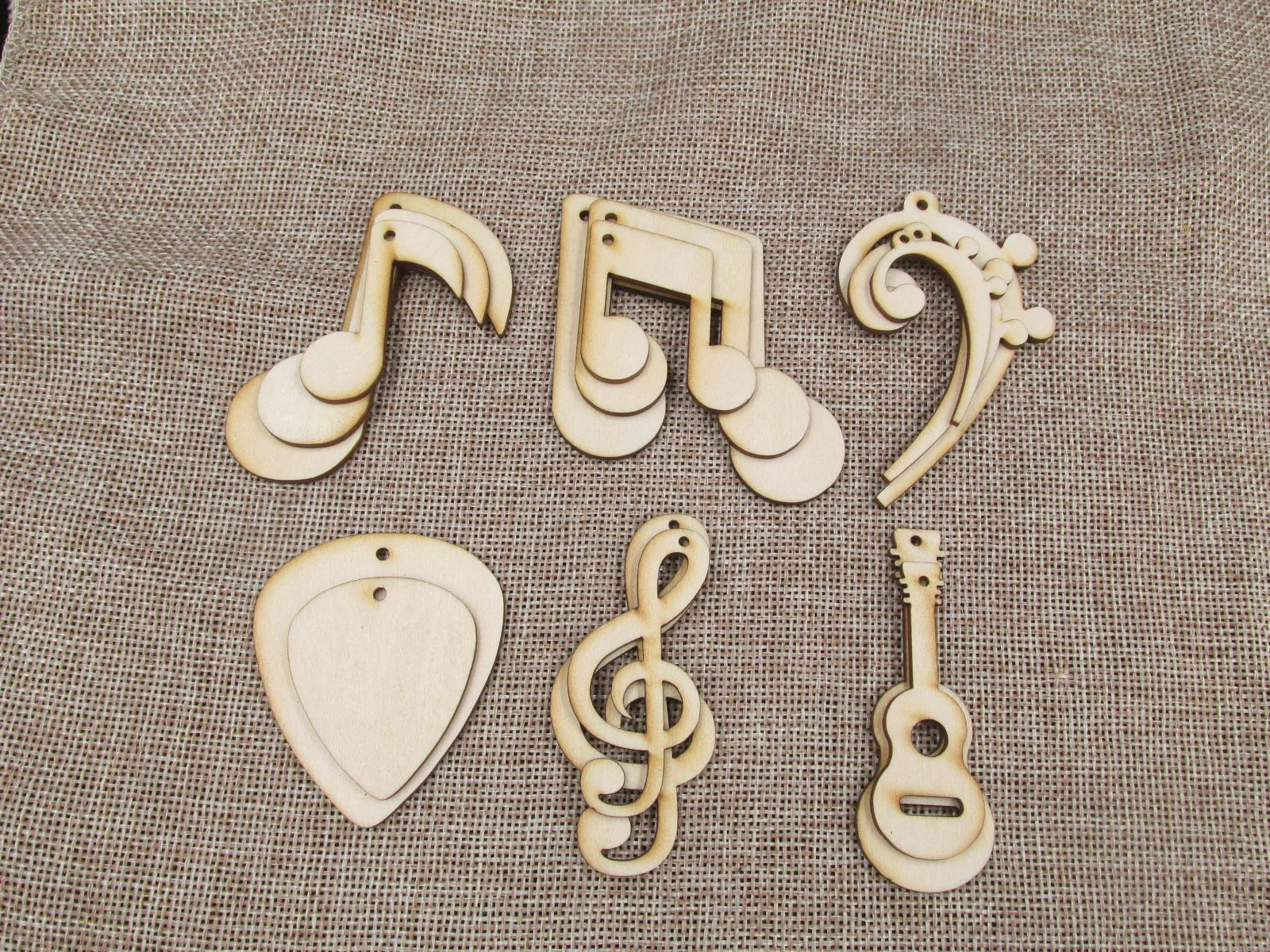 DIY Unfinished Laser Cut Wooden Earrings Blank Pendant Musical Notation Guitar Shapes For Jewelry Findings Components
