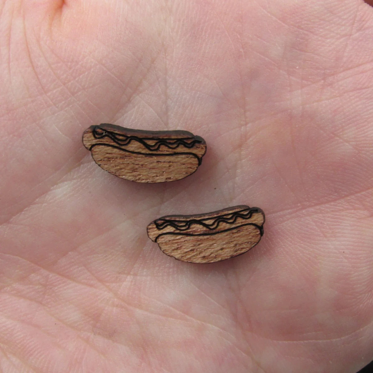 5 Pair Unfinished Blank Foods Wood Cabochon Taco Hot Dog Wooden Shape Charms Pendant For DIY Jewerly Earrings Suppliers