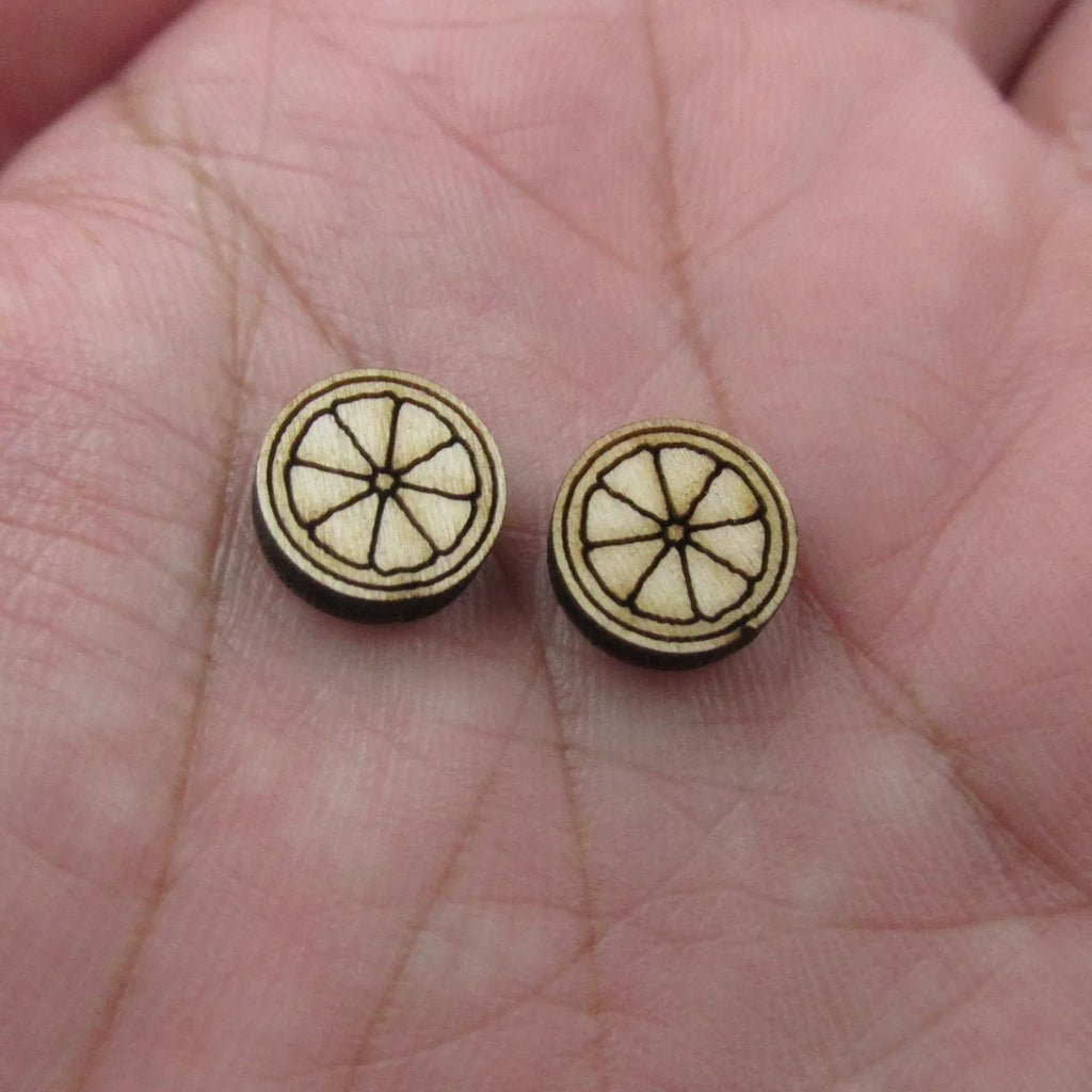 5 Pair Unfinished Blank Wooden Fruits Grapefruit Slice Honeydew Cabochon Grapes Post Blueberry Blackberry Wood Earrings Stud