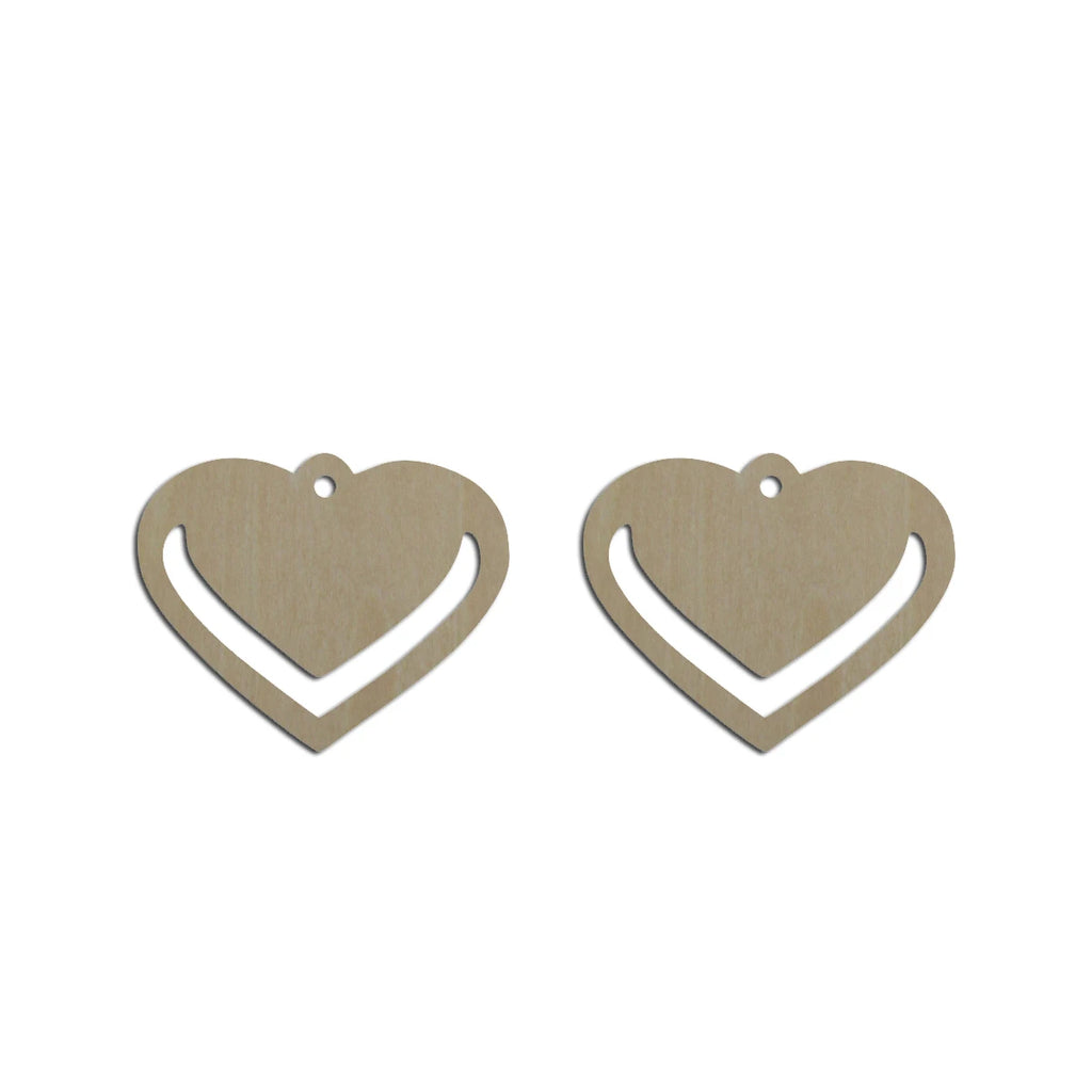 10pcs Unfinished Wood Blank Heart Cutout Shape Macrame Earring Pendant Charms For DIY Jewelry Making