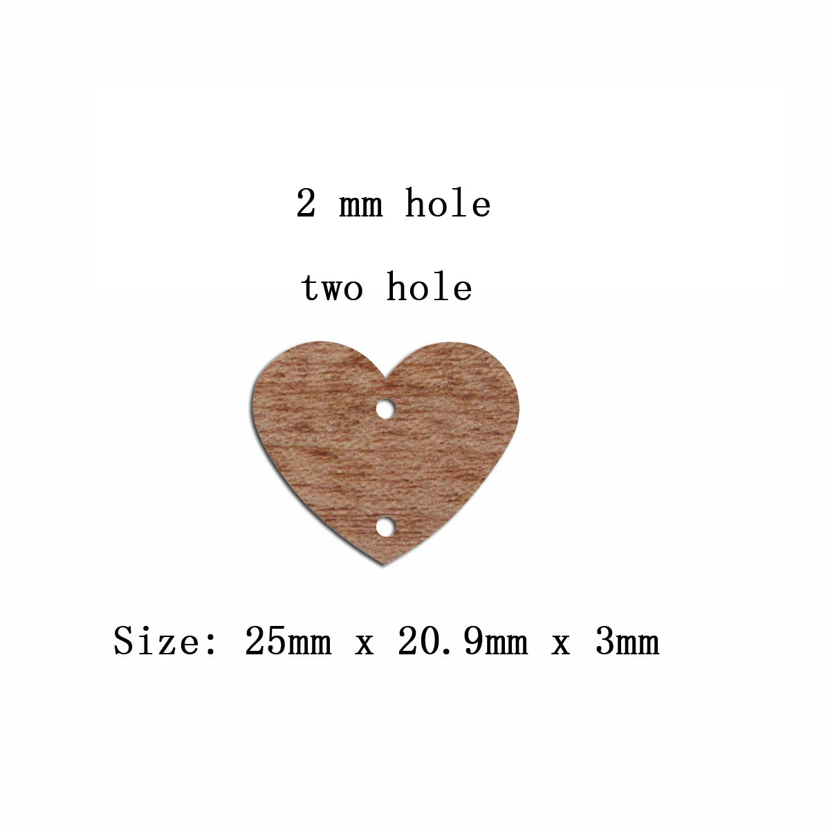 6pcs Unfinished Blank Wooden Heart Shape Two Holes Earring Charms Connector Pendant for Jewelry Making
