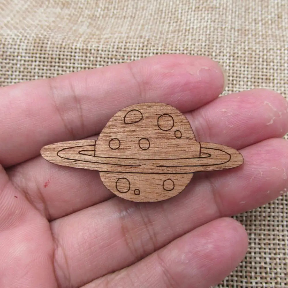 Unfinished Plane Rocket Hot Air Ballon Planet UFO Wood Shape Cutout for Pendant Pin Brooch Making Wooden DIY Craft