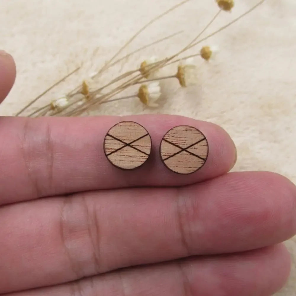 Unfinished Blank Solid Wooden Geometric Circle Round Shapes For DIy Wood Crafts Stud Earrings Accessories Jewelry Making Proj