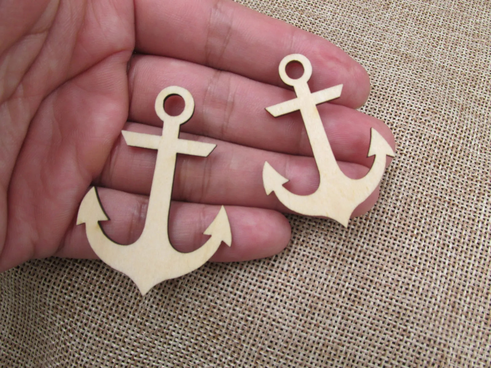 Unfinished Wooden Earrings Pendants Blank Ocean Sand Dollar and Anchor Shape Cutout Jewelry Making DIY Ear ring Findings