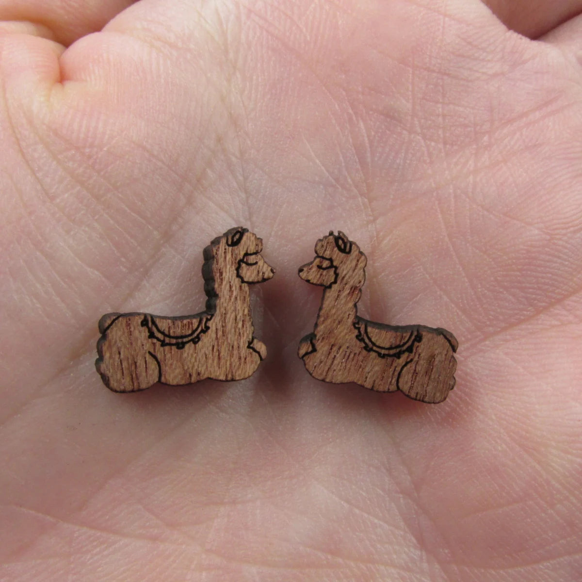 5 Pair Unfinished Blank Wild Animal Wooden Llama Alpaca Cabochon Charms Wood Shape Cutouts For DIY Craft  Earring Stud
