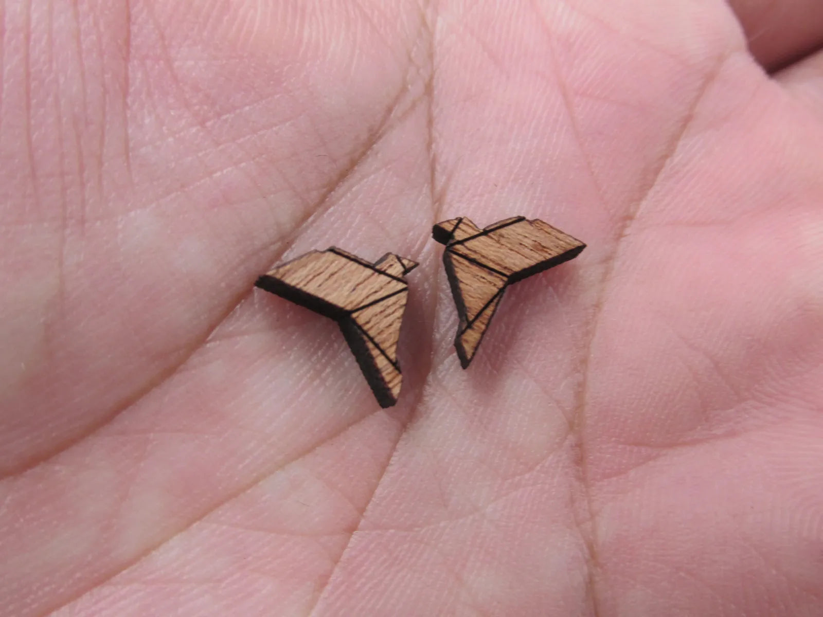 5 Pair Origami Paper Crane Unfinished Blank Wood Cabochon Animal Birds Wooden Cutout Shapes For DIY Stud Earrings Supplies