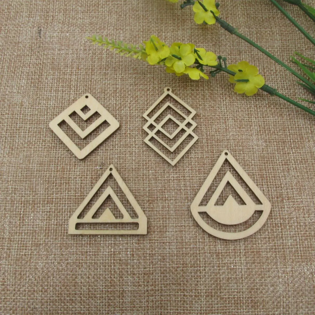 10pcs Unfinished Wood Blanks Macrames Triangle Teardrop Diamond Shape Wooden Macrame For DIY Earrings Findings Jewelry